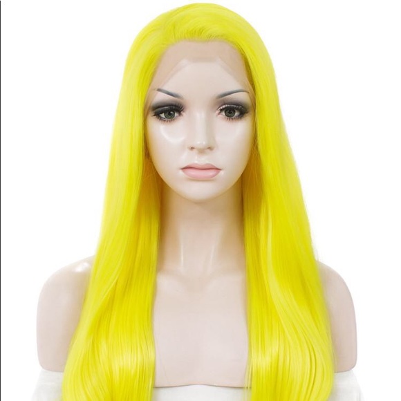 ✨DAFFODIL YELLOW  24” Straight LACE FRONT WIG *NWT - Picture 3 of 5